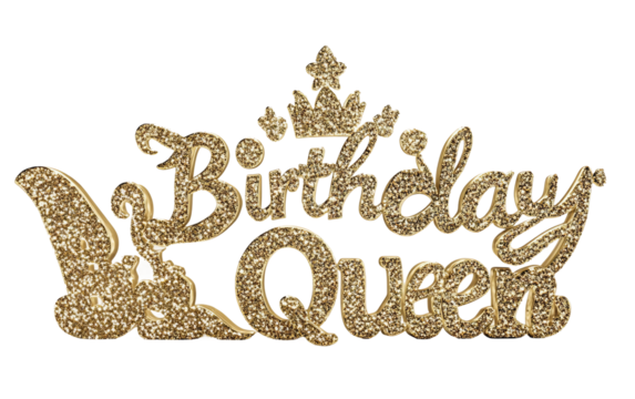 Glamorous queen-themed birthday crown perfect for milestone parties and festive occasions isolated on transparent background PNG