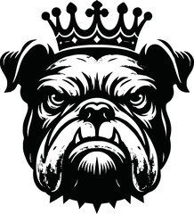 silhouette angry bull dog head with crown vector logo isolated on white background.showcasing strength and determination. Perfect for sports teams, businesses, and brands seeking a strong identity