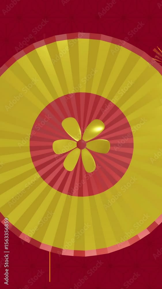 Poster animation of chinese pattern with copy space on red background