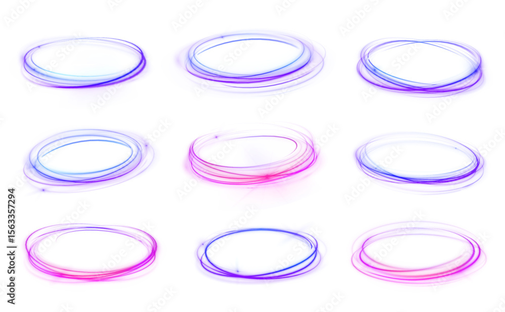 Poster png spiral swirl glowing neon ring light magic effect modern transparent fantasy energy line futuris