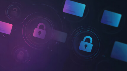 Cyber security lock digital data protection abstract background