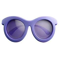 Stylish purple sunglasses with round frame isolated on white background for fashion and summer themes. Volumetric illustration