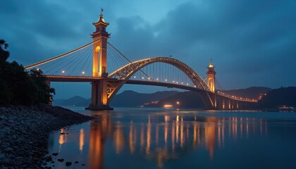 Naklejka premium sydney harbour bridge at sunset