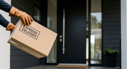 Delivery man handling a cardboard box