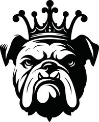 silhouette angry bull dog head with crown vector logo isolated on white background.showcasing strength and determination. Perfect for sports teams, businesses, and brands seeking a strong identity