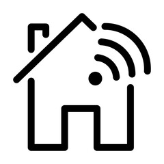 Smart home. Home wifi line icon – editable stroke symbol for wireless connectivity, smart home network, and internet access.