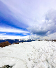 winter landscape with snow covered mountains