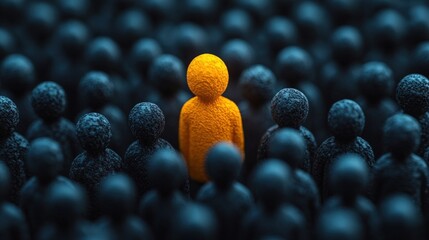 A single, bright figure in a sea of dark ones