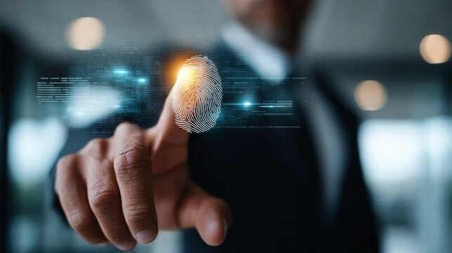 Advanced Biometric Cybersecurity Interface for Identity Verification and Data Protection Strategies - Powered by Adobe