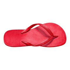 Isolated Red Flip Flop on Transparent Background