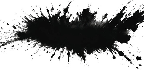 Messy Black Paint Splash and Ink Blot Vector – Grunge Splatter Texture with Liquid Stains for Backgrounds, Flyers, and Edgy Urban Art
