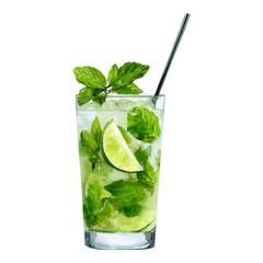 Fresh Mint Lime Cocktail in a Transparent Glass