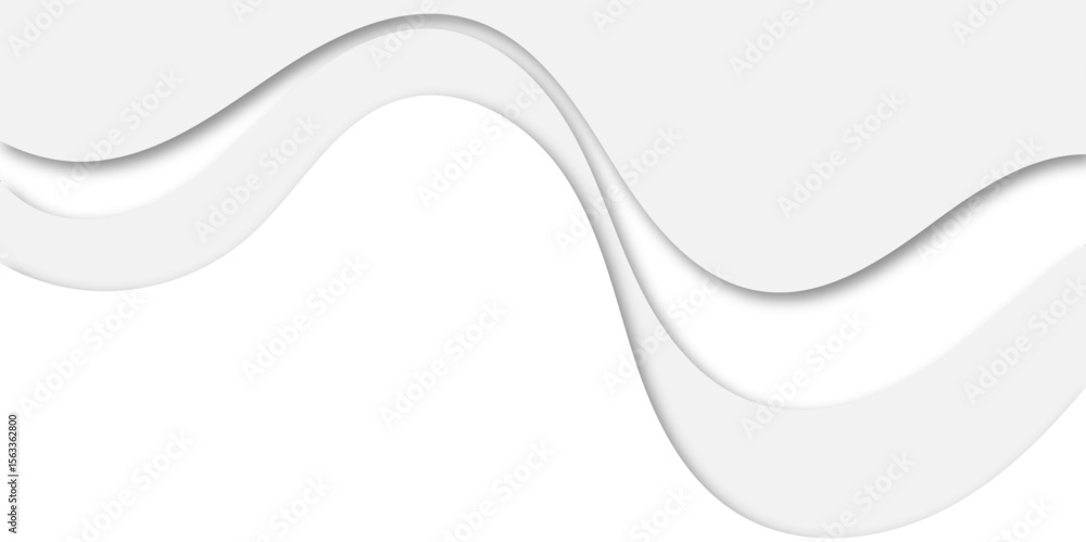 Poster abstract grey layered wave background with smooth curves and shadows, creating a clean, modern, flow