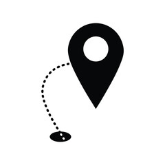 Simple Black Location Pin Icon Route, Navigation, GPS, Map Pointer, Destination.Location Icon: A simple, clean, and universal location icon. The image depicts a minimalist pin marker, signaling a poin