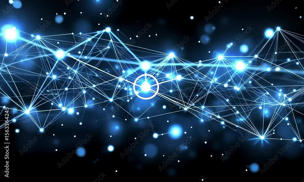 Aufkleber abstract network of interconnected glowing points