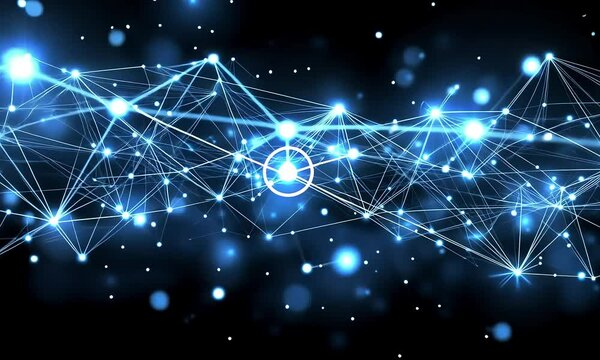 Abstract network of interconnected glowing points