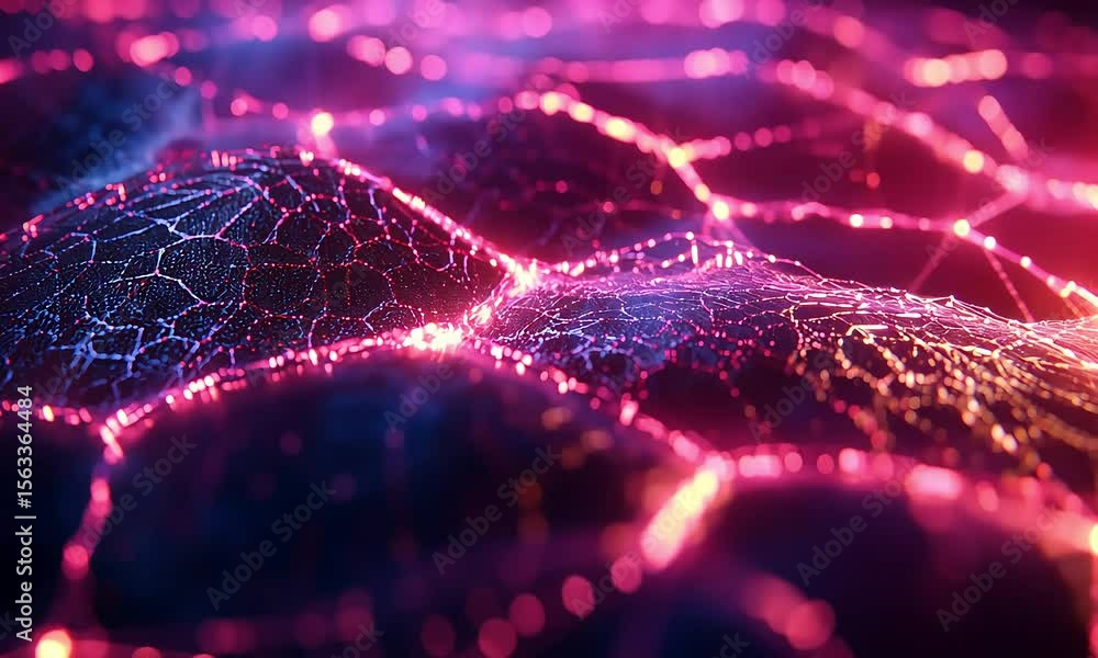 Poster abstract network texture with vibrant glowing patterns