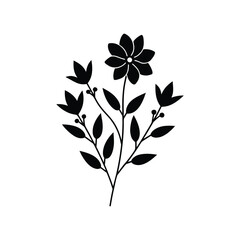 Elegant Black and White Floral Illustration Simple Flower Bouquet Design.Black and white floral illustration. A simple, elegant, and stylized flower bouquet, showcasing a clean, minimalist design.