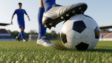 Obraz premium Chaussure de football sur le ballon