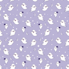 halloween ghost and hat seamless pattern