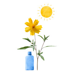 Isolated Flower with Bottle on Transparent Background