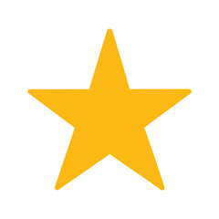 Bright yellow five pointed star symbol graphic