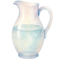 High-Quality Watercolor Jug with Transparent Water Aesthetic