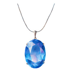 Blue Gemstone Pendant on Isolated Transparent Background