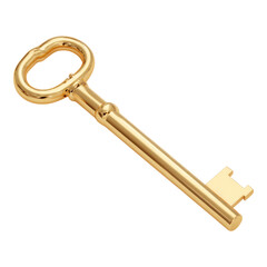 Golden Key on Isolated Transparent Background Image