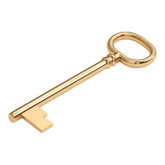 Golden Key Isolated on Transparent Background