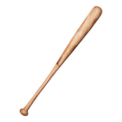 Isolated Wooden Bat on Transparent Background