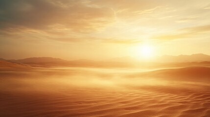 Obraz premium Dawn breaking over barren desert nature photography serene landscape panoramic view first light concept