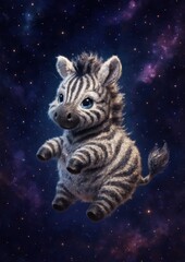 Fototapeta premium Cute cosmic zebra illustration