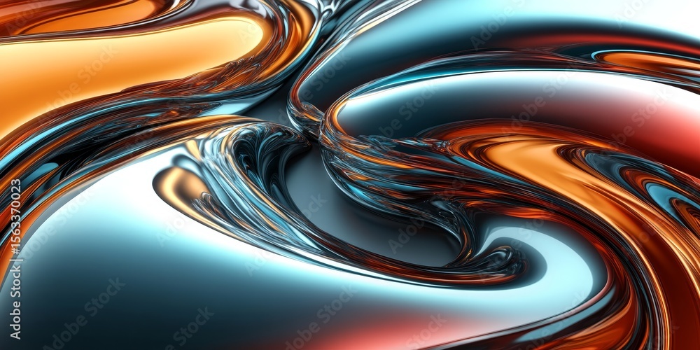 Poster abstract liquid art with vibrant color swirls and dynamic patterns in turquoise and glow effects