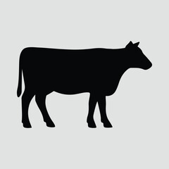 Silhouette cow farm animal domestic cattle livestock vector illustration
