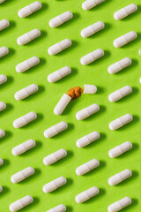 pills on a green background