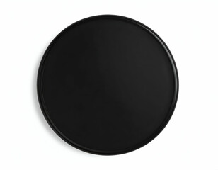 A sleek black circular tray stands out against a pristine white background, offering a versatile and modern aesthetic.