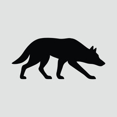 Silhouette coyote walking isolated black shape vector illustration