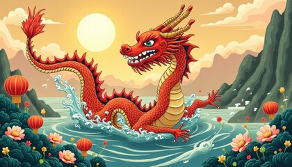 Obraz premium chinese dragon in the temple