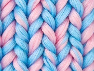Close up of pink and blue knitted wool fabric texture background for textile design