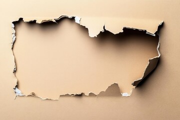 Torn, Ripped Paper with Blank Space on Brown Background for Creative Announcements and Promotions