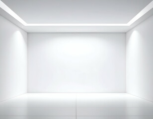 Fototapeta premium A pristine, minimalist white room with modern architectural lighting creates a clean, expansive interior space.