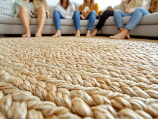 selective focus home interior with warm rug