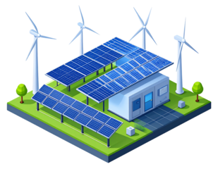  Renewable Energy Setup with Wind and Solar Power, Transparent PNG
