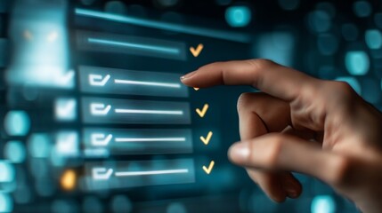 Digital Checklist with Holographic Touch Control for Efficient Progress Tracking and Analysis.