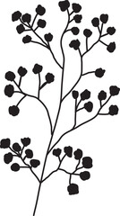Minimal Wildflower Branch Silhouette Vector Illustration