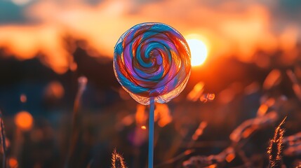 Colorful Swirled Lollipop Sunset Background