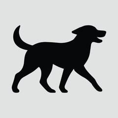 Silhouette dog walking simple black shape vector illustration