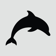 Silhouette dolphin jumping monochrome marine mammal vector illustration