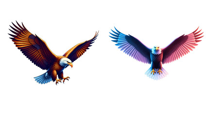 Obraz premium Two soaring eagles with realistic and abstract styles 